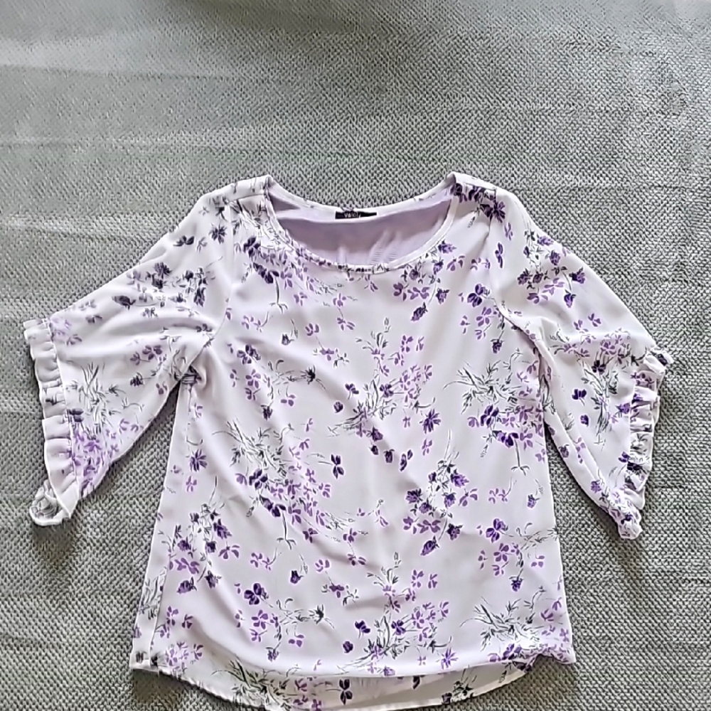 Vafoly Floral Blouse with Ruffle Sleeves Med